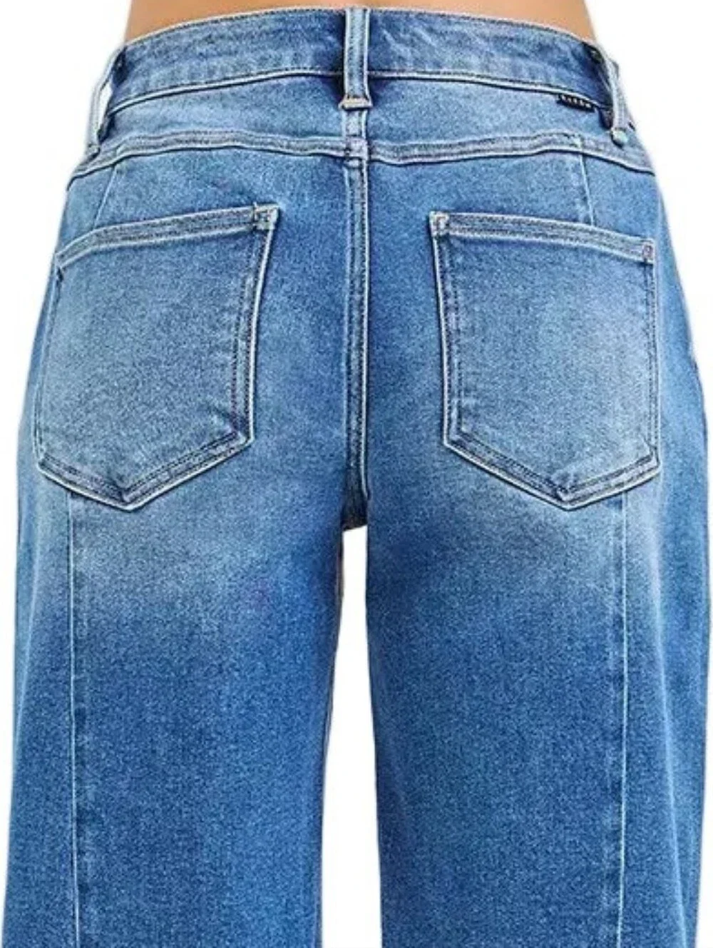 Risen High-Rise Baggy Raw Hem Panel Seam Jorts Bermuda Wide Leg Denim Shorts
